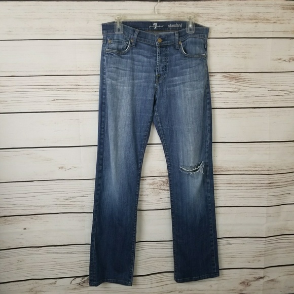 💰7 For All Mankind Standard Straight Leg Button Fly Jeans - Picture 2 of 7